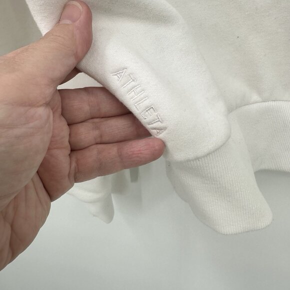 ATHLETA forever fleece hoodie 1/2 zip sweatshirt pullover bright white casual M - Picture 7 of 10